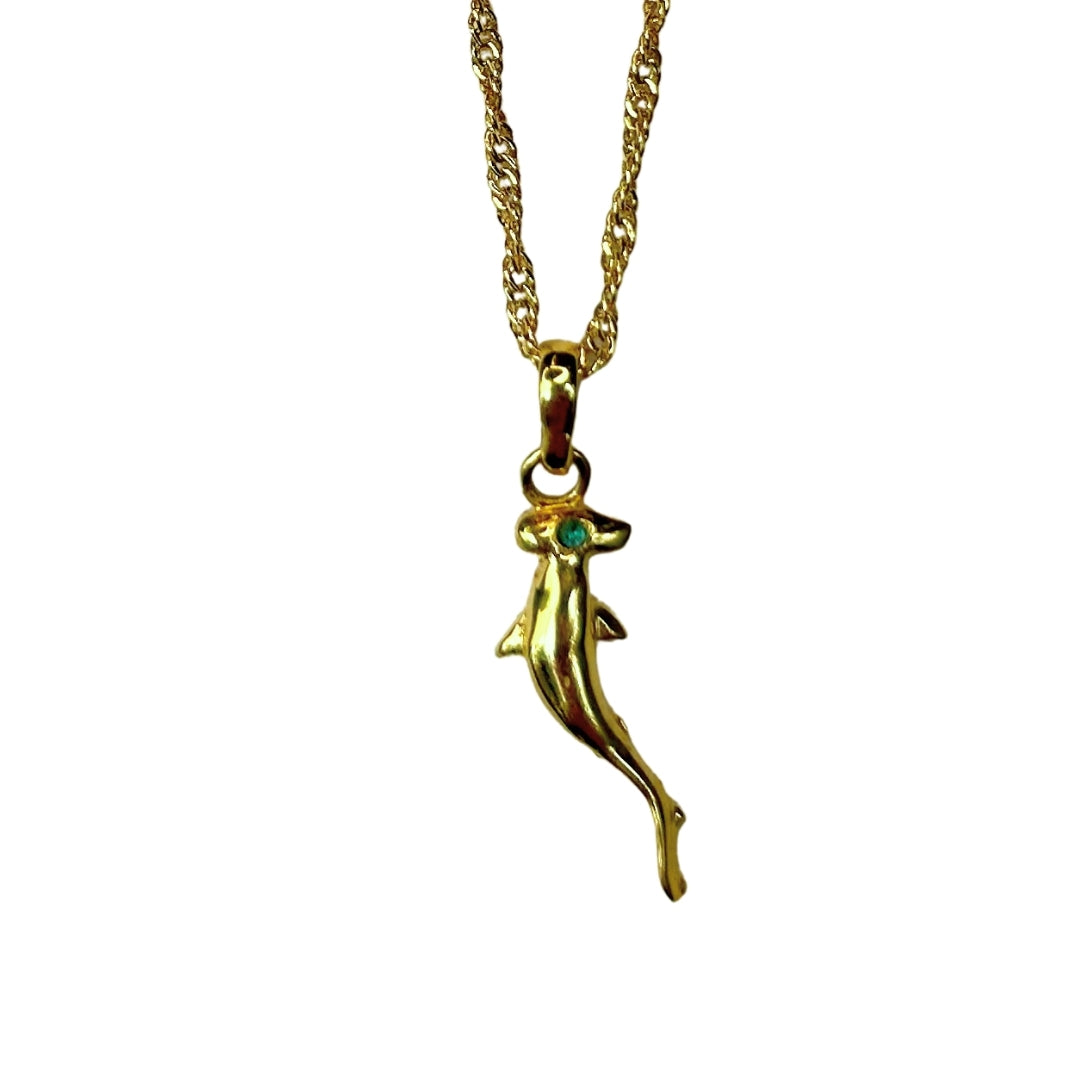 Colar Tubarão Martelo - Banho de Ouro 18k