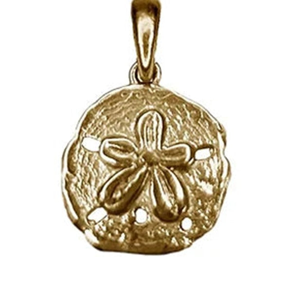 Pingente Bolacha do Mar, banho de ouro 18k, em detalhe, Ateliê Rubi