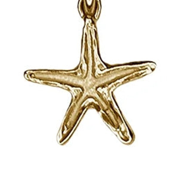 Pingente Estrela do Mar, banho de ouro 18k, em detalhe, Ateliê Rubi